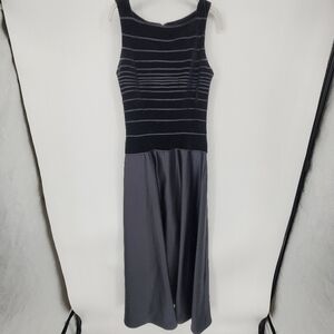 Tadashi Shoji vintage Velvet Maxi Dress black Sleeveless A-Line Satin Gown 8